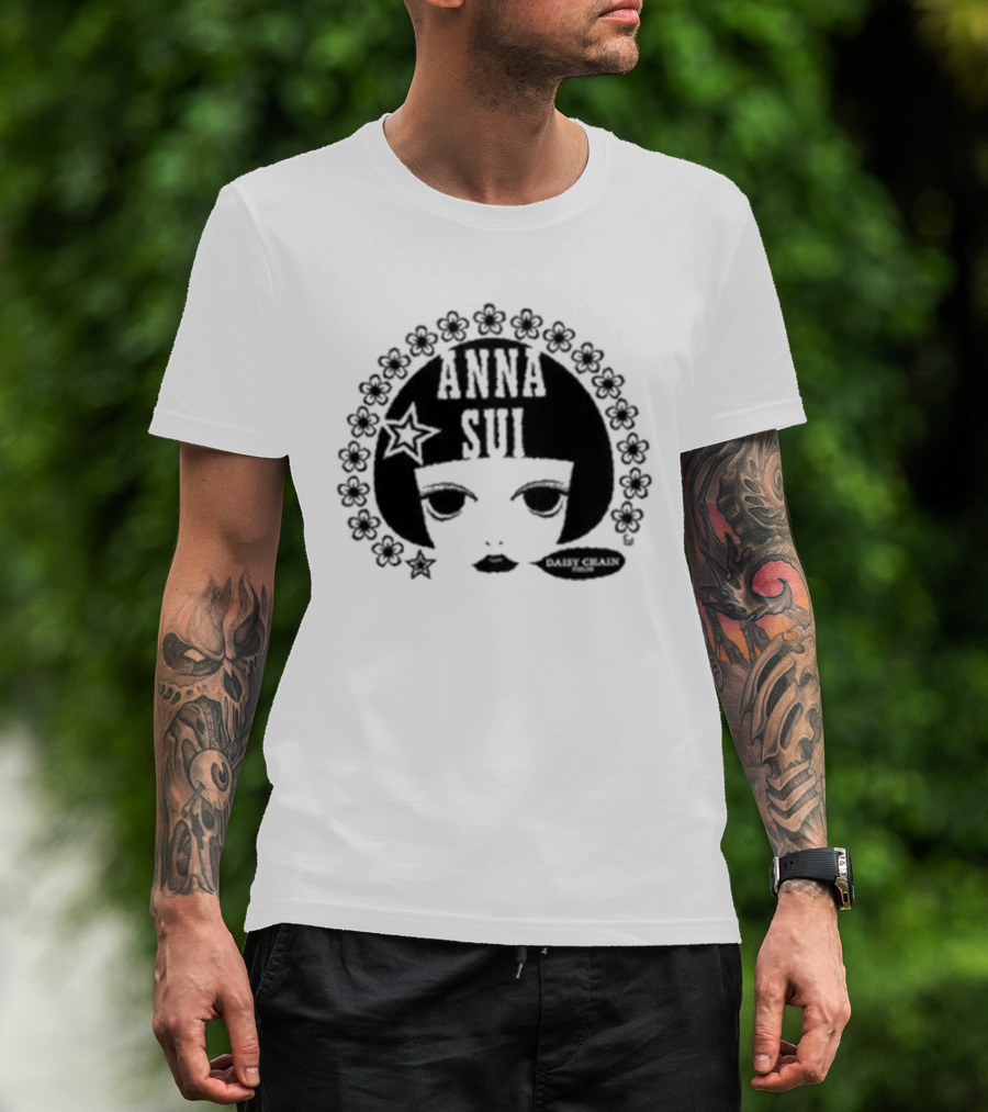 Anna Sui Daisy Chains Iconic Face Floral Circle T-Shirt