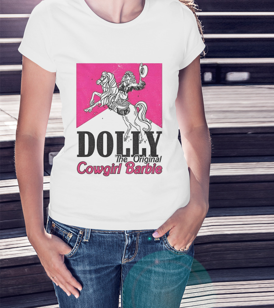 Dolly The Original Cowgirl Barbie Pink Riding Horse T-Shirt