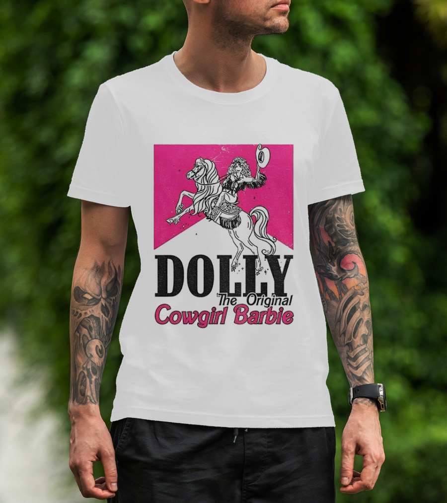 Dolly The Original Cowgirl Barbie Pink Riding Horse T-Shirt