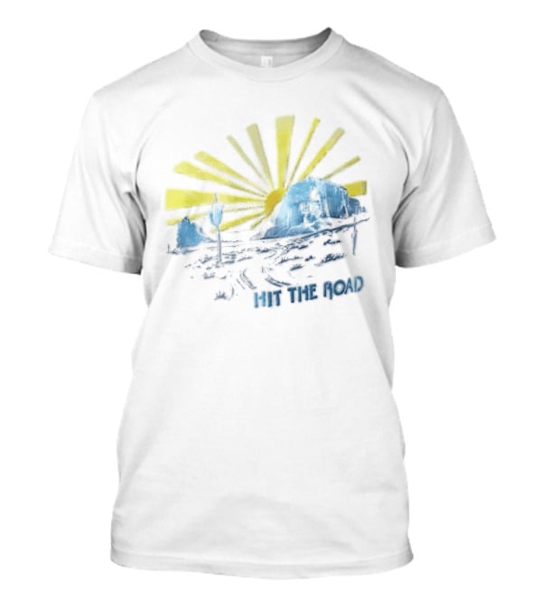 Hit The Road Sunburst Desert Mountains Saguaro Cactus T-Shirt