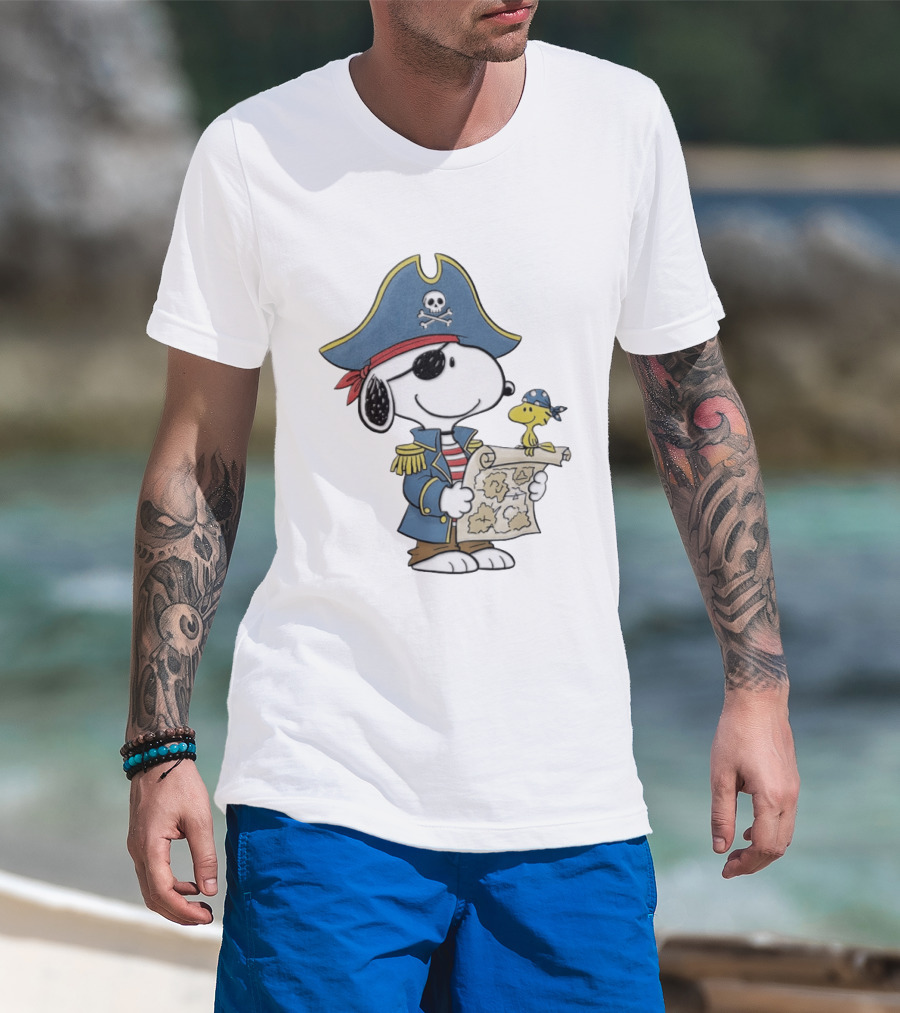 Snoopy Pirate Adventure With Treasure Map And Woodstock T-Shirt