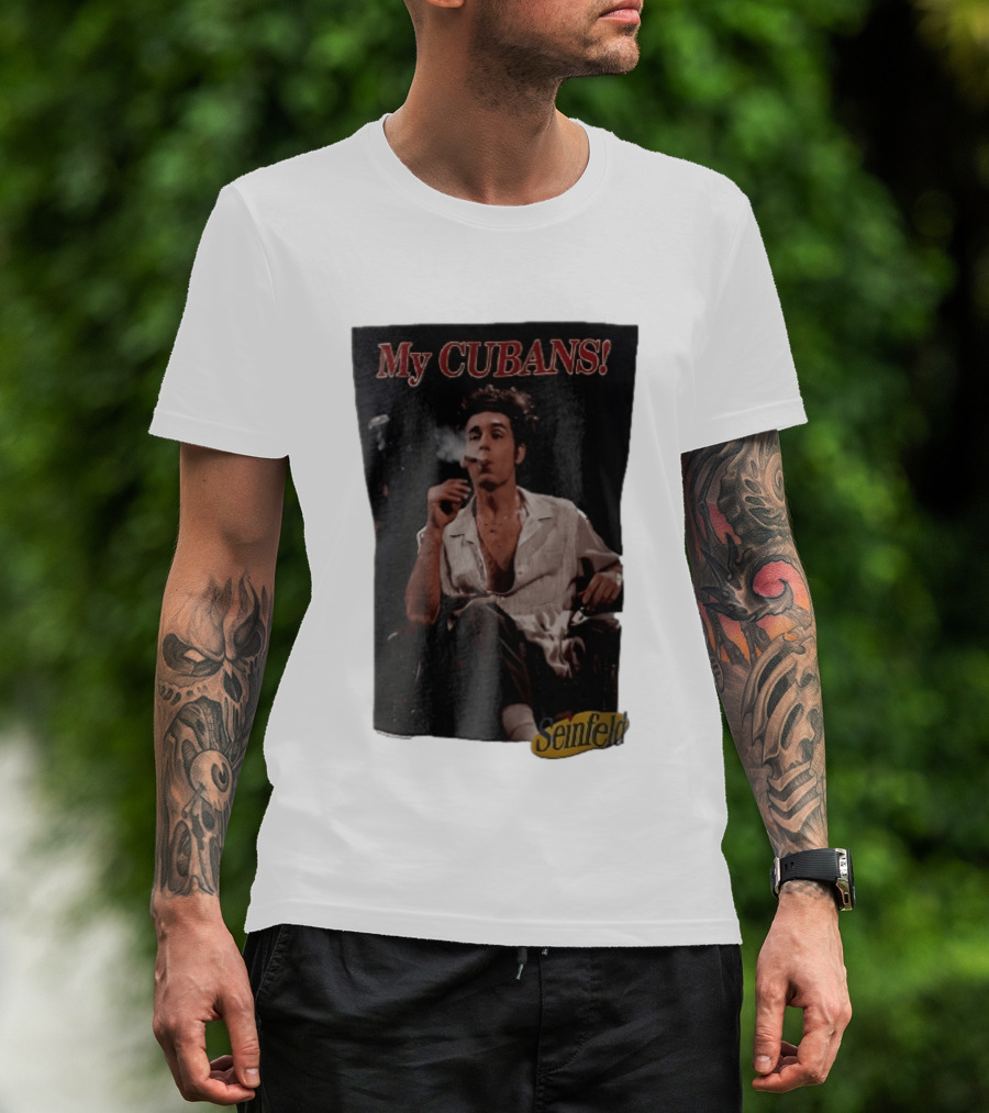 Seinfeld My Cubans Cosmo Kramer Smoking Cigar In Leather Chair T-Shirt