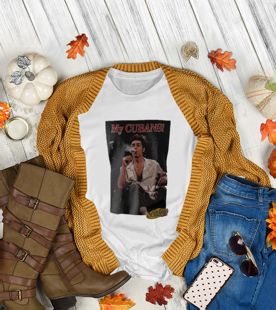 Seinfeld My Cubans Cosmo Kramer Smoking Cigar In Leather Chair T-Shirt