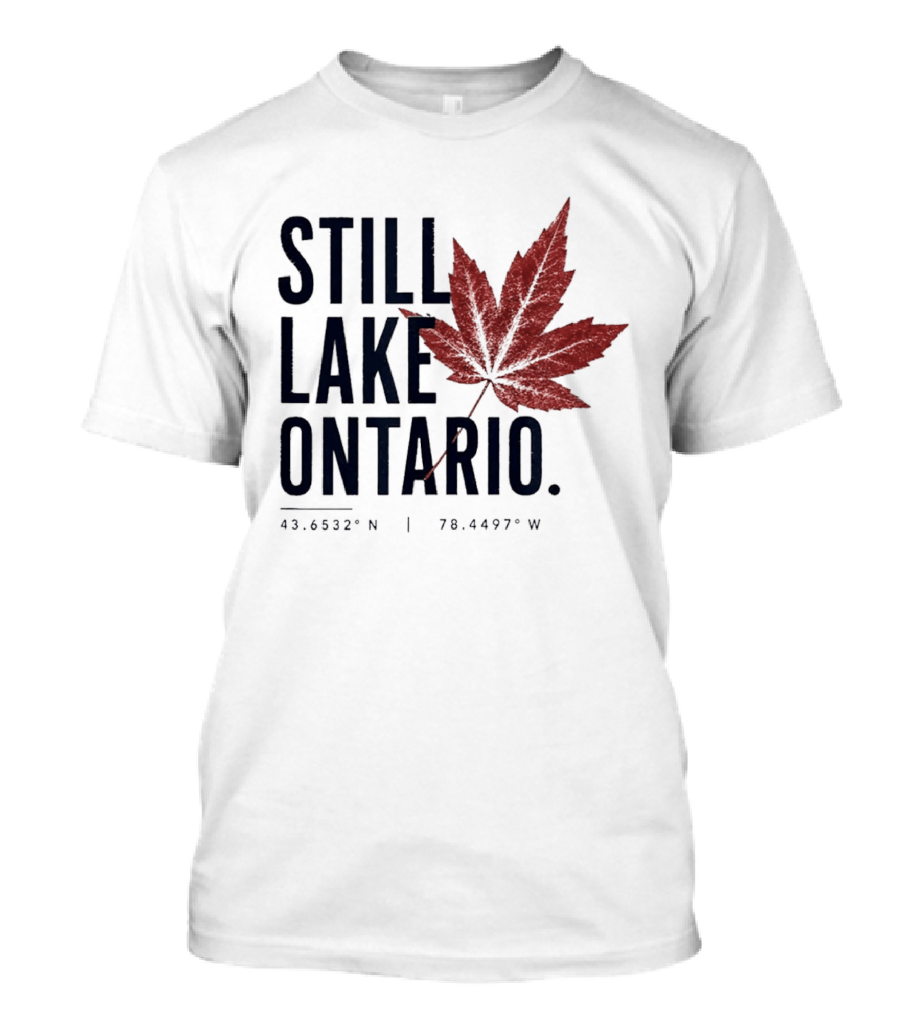 Still Lake Ontario Canada 43.6532°N 79.4497°W Maple Leaf T-Shirt