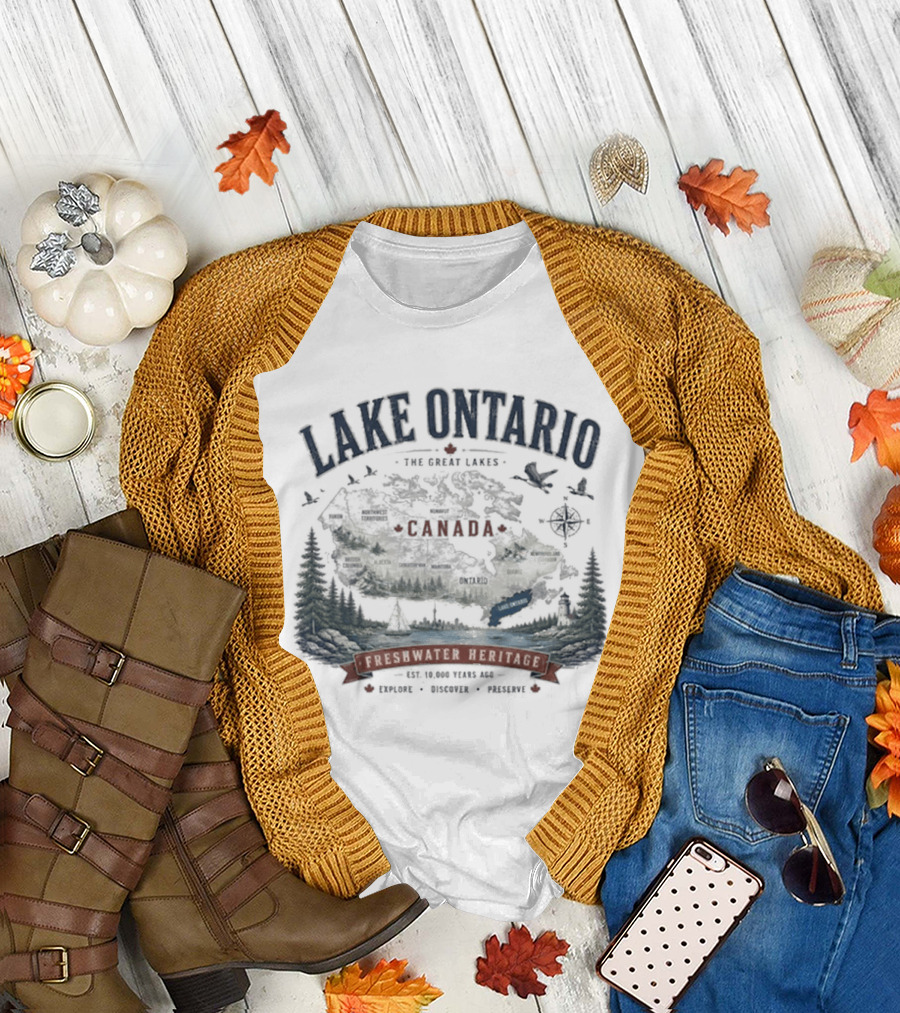 Lake Ontario Canada Freshwater Heritage Great Lakes Exploration T-Shirt