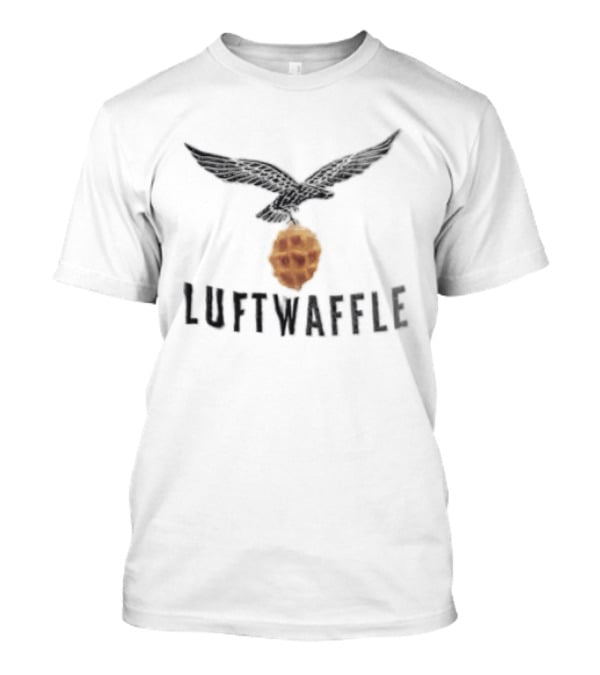 Luftwaffle Woodcut Eagle Carrying Belgian Waffle Iconic Humor T-Shirt