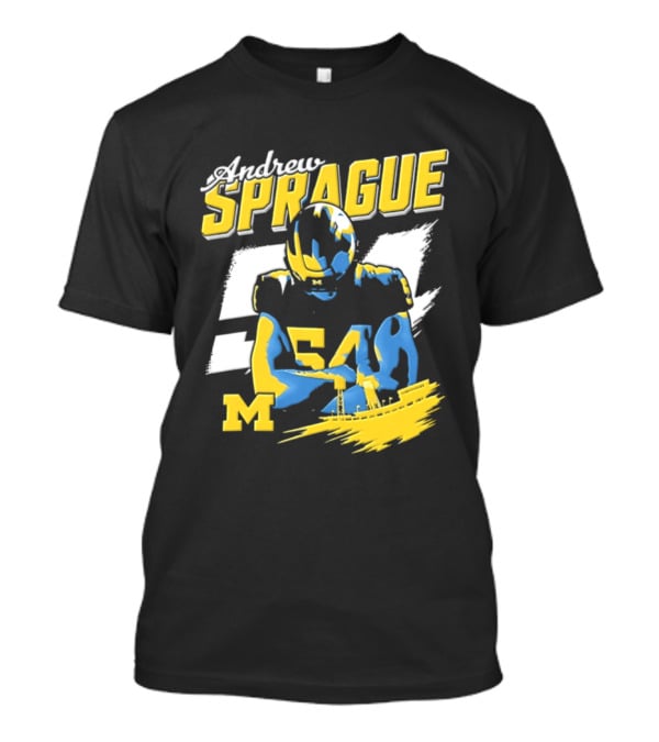 Andrew Sprague No 54 Michigan Wolverines Football M Helmet T-Shirt
