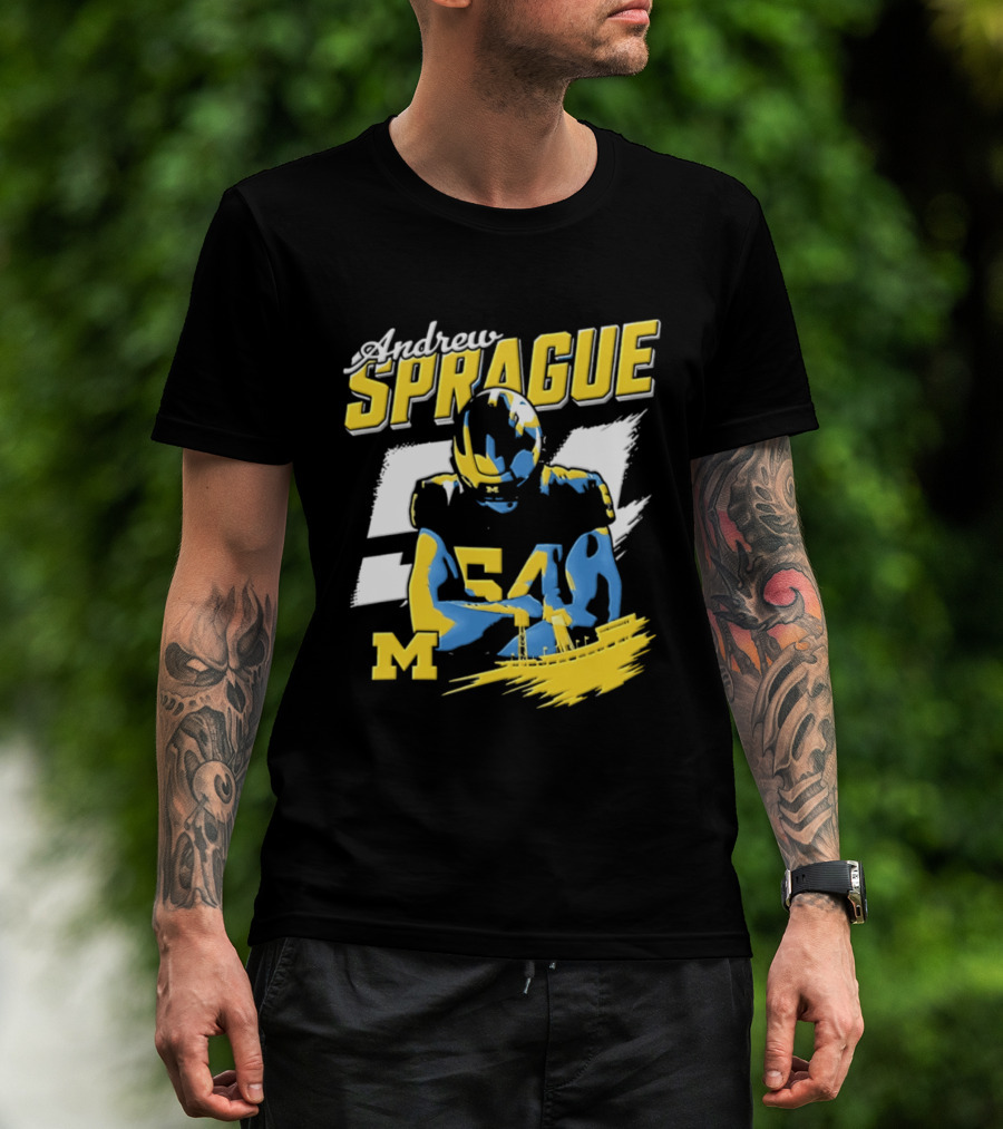 Andrew Sprague No 54 Michigan Wolverines Football M Helmet T-Shirt