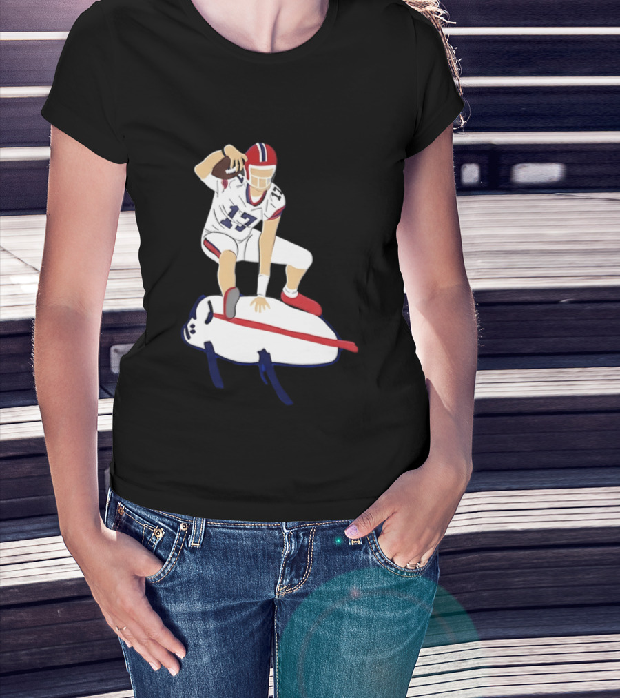 Josh Allen 17 Buffalo Football Skateboard Player Action T-Shirt