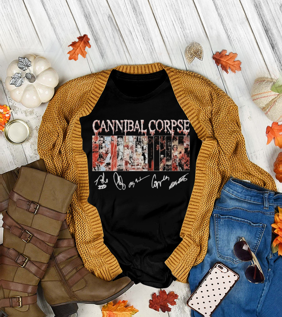 Cannibal Corpse Album Collage With Band Member Signatures T-Shirt