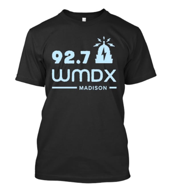 92.7 WMDX Madison Radio Station Civic Media Capitol Dome Lightning T-Shirt