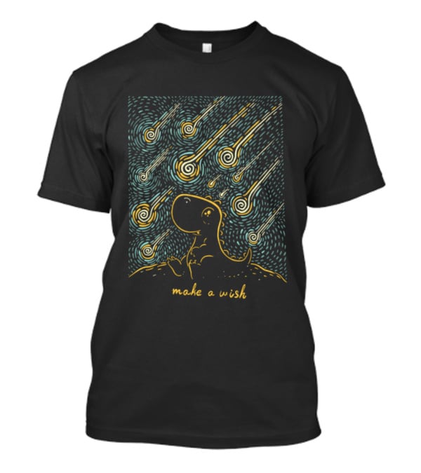 Make A Wish Dinosaurs Starry Night Falling Stars T-Shirt