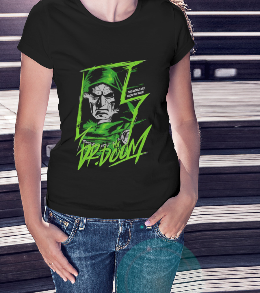 Masked Rebellion Dr Doom Comic Style Green T-Shirt