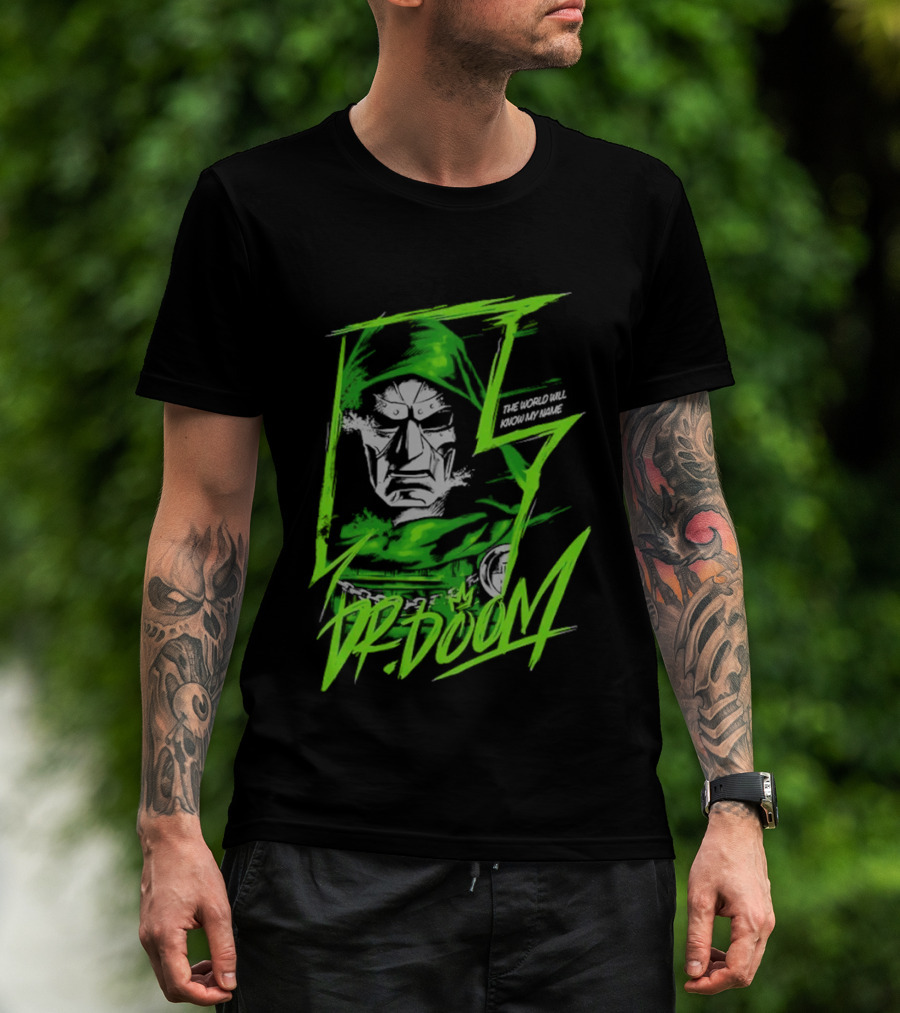Masked Rebellion Dr Doom Comic Style Green T-Shirt