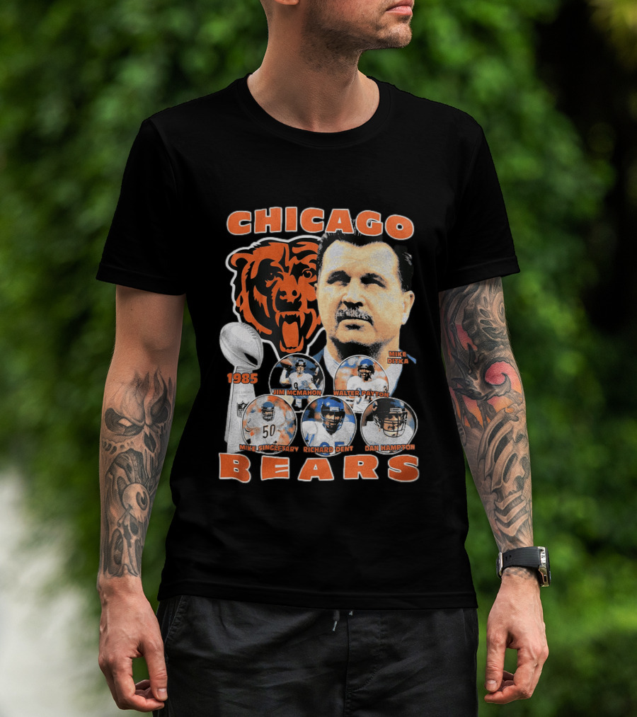 Chicago Bears 1985 Mike Ditka Jim McMahon Walter Payton Mike Singletary Richard Dent Dan Hampton T-Shirt