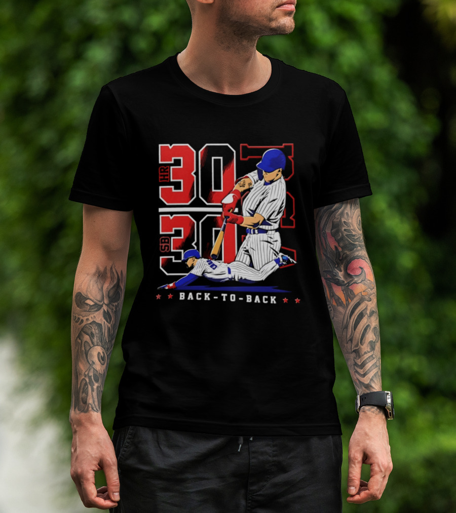 Pete Crow Armstrong Chicago Cubs Back To Back HR SB 30 30 Club Baseball T-Shirt
