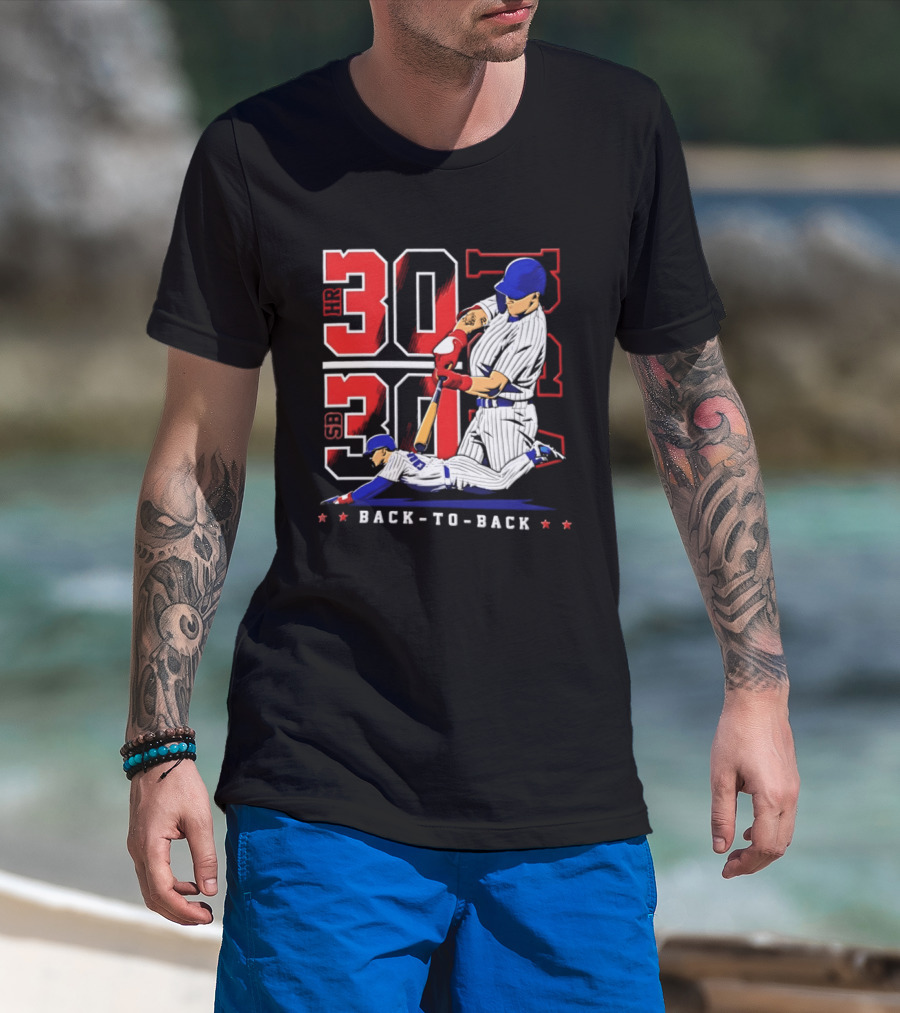 Pete Crow Armstrong Chicago Cubs Back To Back HR SB 30 30 Club Baseball T-Shirt