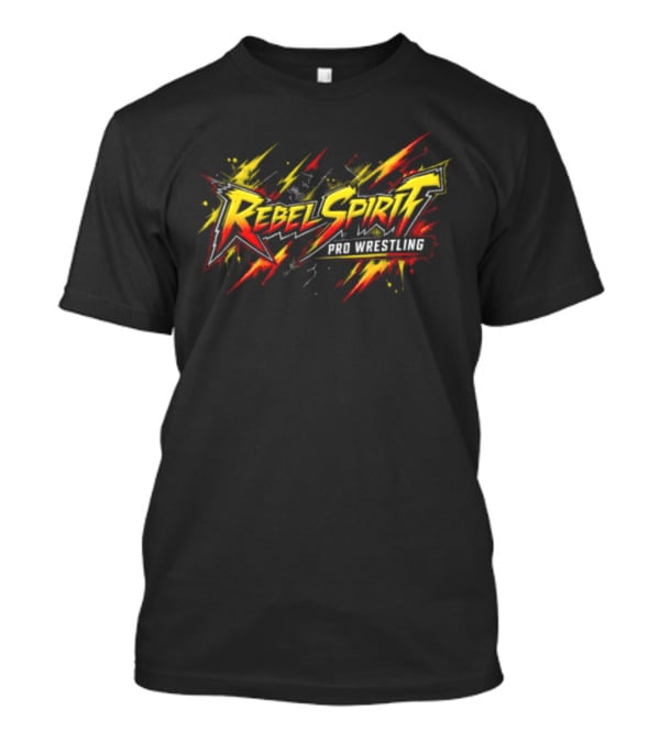 Rebel Spirit Pro Wrestling Spiky Lettering Paint Splatter Grunge Yellow Red Burst T-Shirt