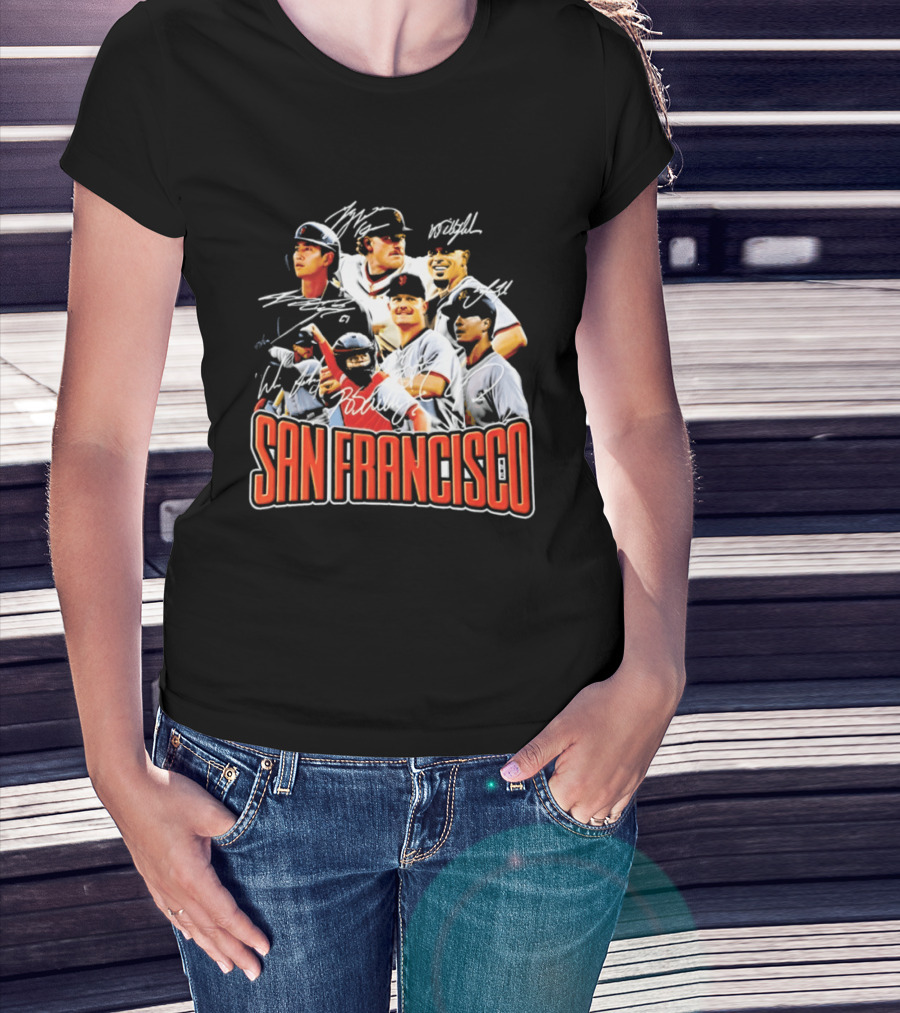 San Francisco Patrick Bailey Jung Hoo Lee Players Collage With Facsimile Signatures T-Shirt