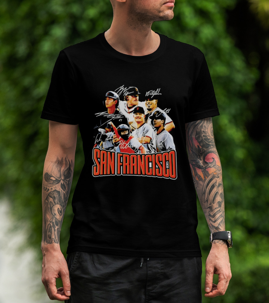 San Francisco Patrick Bailey Jung Hoo Lee Players Collage With Facsimile Signatures T-Shirt