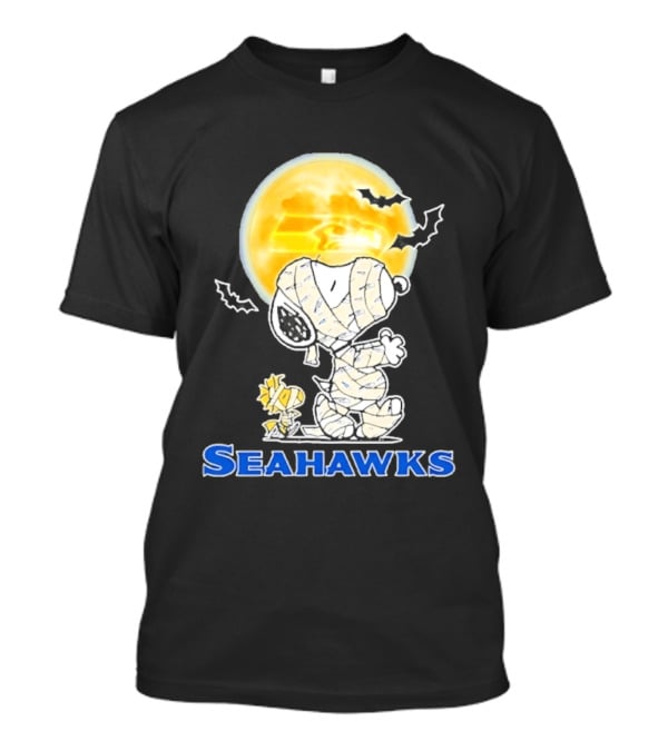 Seattle Seahawks Snoopy Mummy Halloween Moon T-Shirt