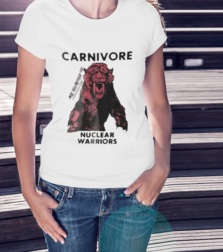 Carnivore Nuclear Warriors Snarling Sabertooth Tiger Pink Ink Sketch T-Shirt