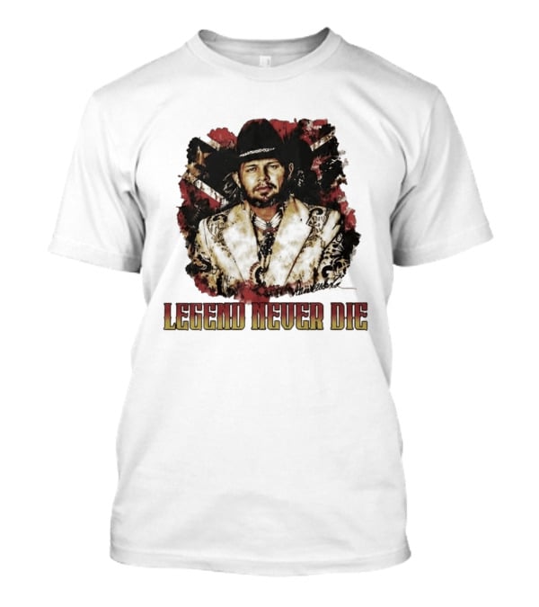 Hank Williams Jr. Legend Never Die Country Music Rebel Flag Cowboy Hat T-Shirt