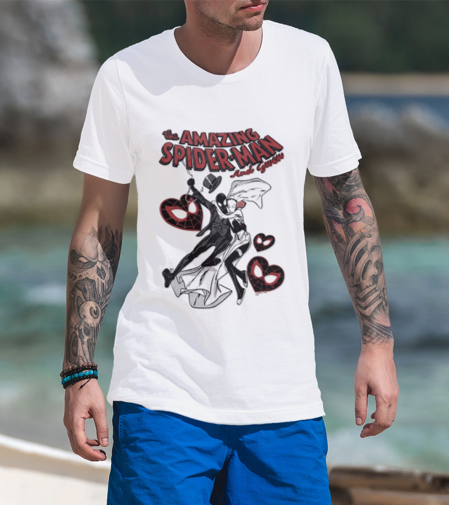 The Amazing Spider Man Loves Gwen Miles Morales Spider Man Gwen Stacy T-Shirt