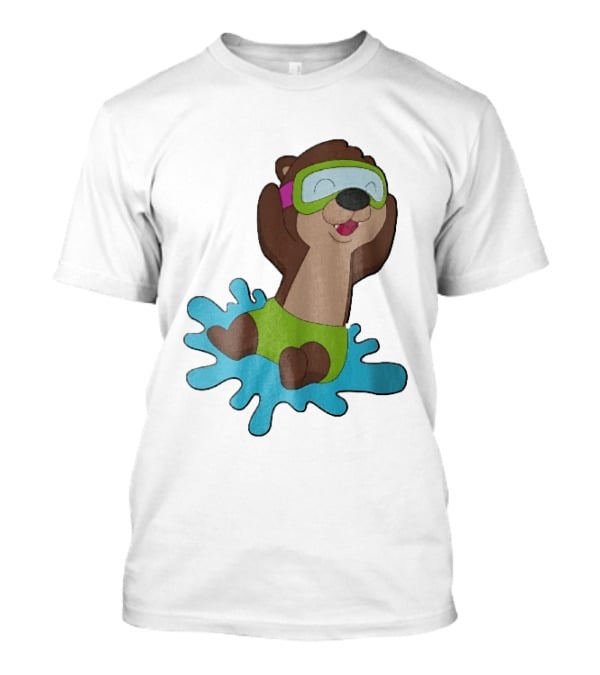 Otter Swimming With Goggles Playful Summer Splash T-Shirt