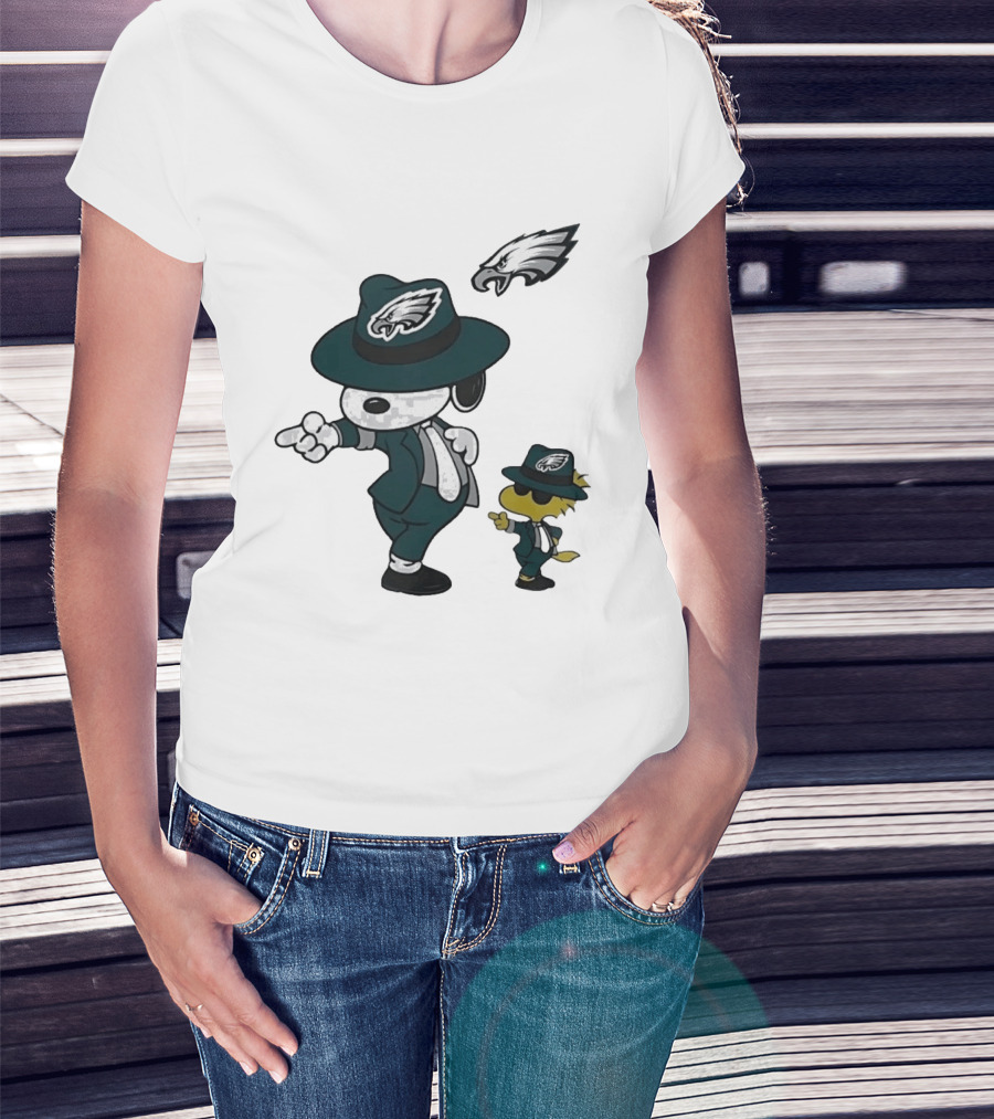 Philadelphia Eagles X Snoopy Woodstock Dance Pop Rock Hat Suit Football Team T-Shirt
