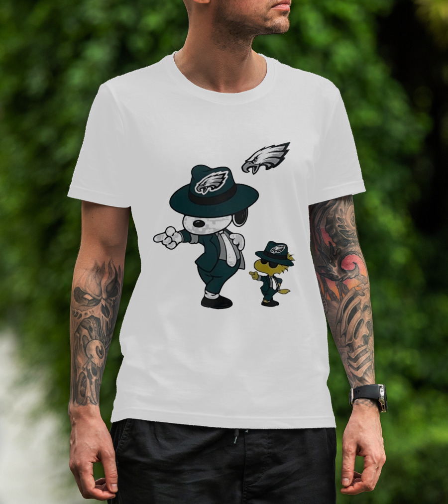 Philadelphia Eagles X Snoopy Woodstock Dance Pop Rock Hat Suit Football Team T-Shirt