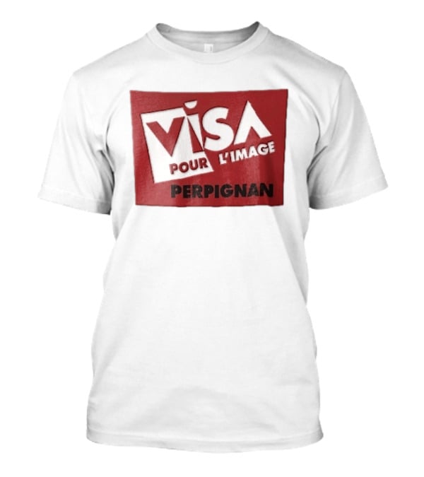 Visa Pour L'Image Perpignan Red Rectangular White Cutout T-Shirt