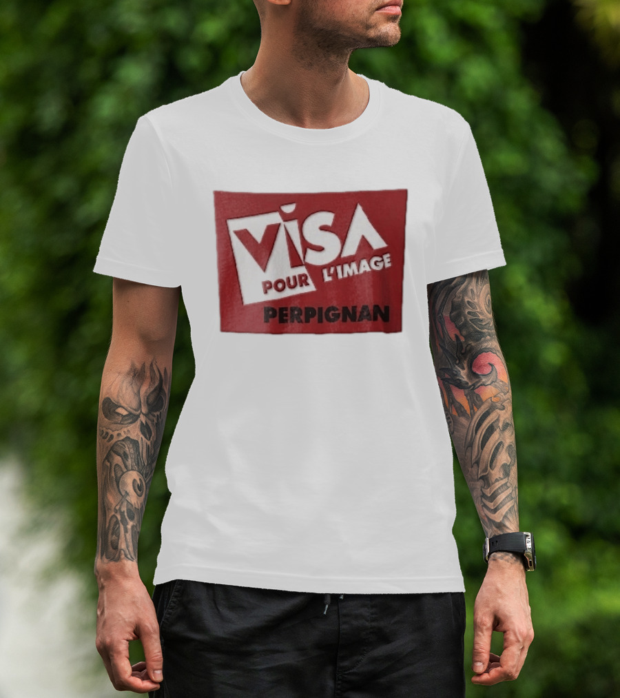 Visa Pour L'Image Perpignan Red Rectangular White Cutout T-Shirt