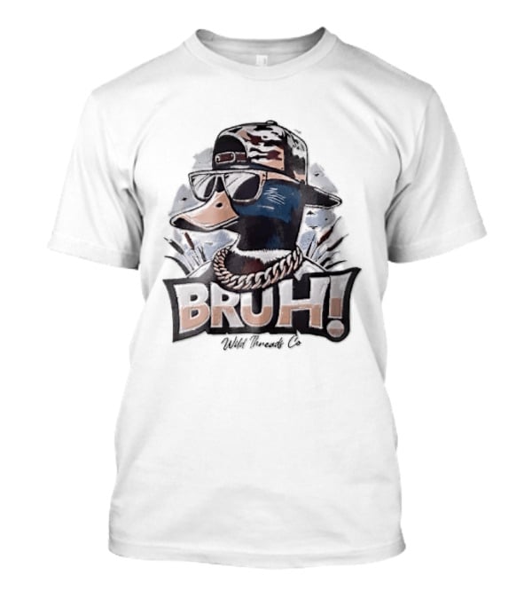 BRUH Wild Threads Co Mallard Duck Sunglasses Camo Hat Gold Chain T-Shirt