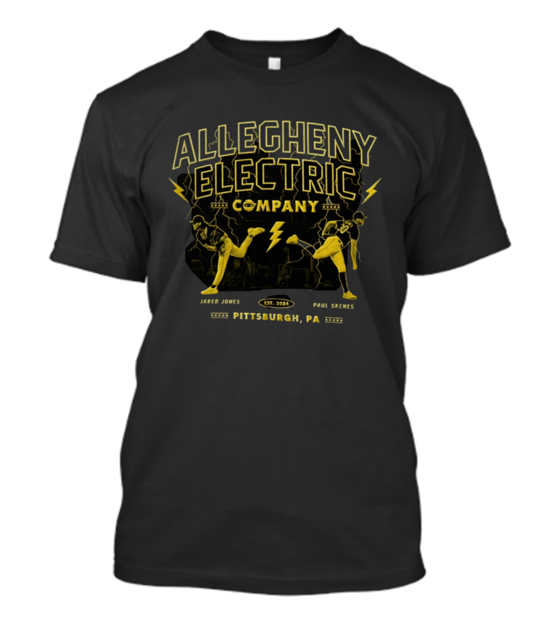 Allegheny Electric Company Jared Jones Vs Paul Skenes Pittsburgh PA 2024 T-Shirt