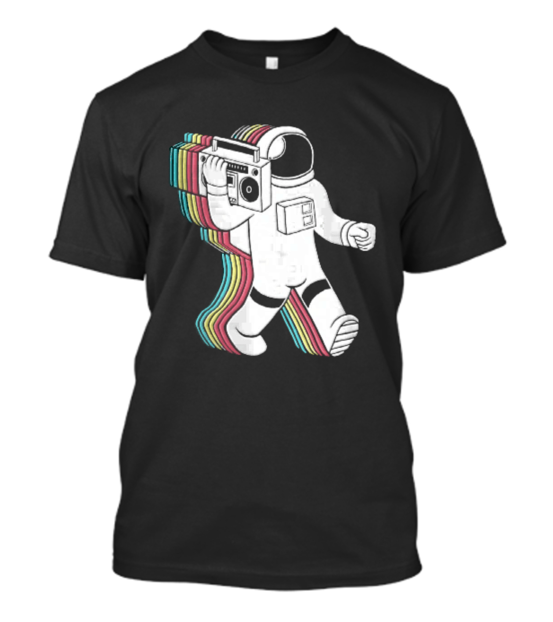 Astronaut Carrying Boombox Retro Colorful Vibes T-Shirt
