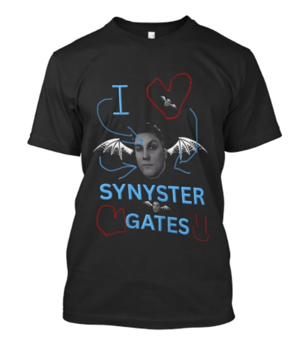 I Love Synyster Gates Head Cutout Bat Wings Scribbles T-Shirt