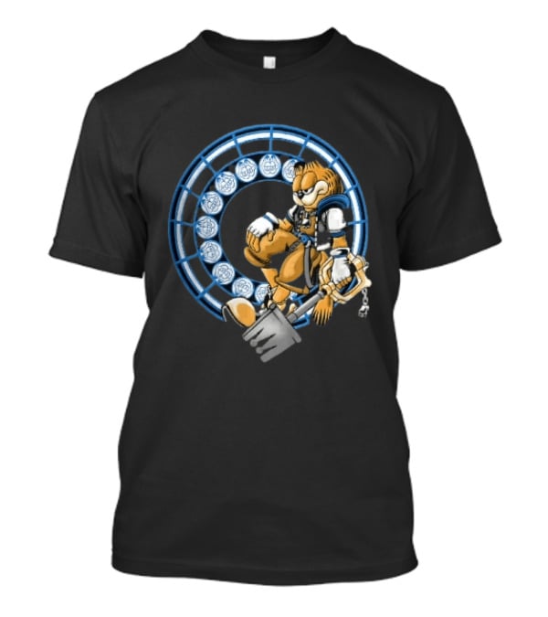 Kingdom Hearts Cat Keyblade Garfield Crossover Keyblade Wielder In Blue Circle T-Shirt
