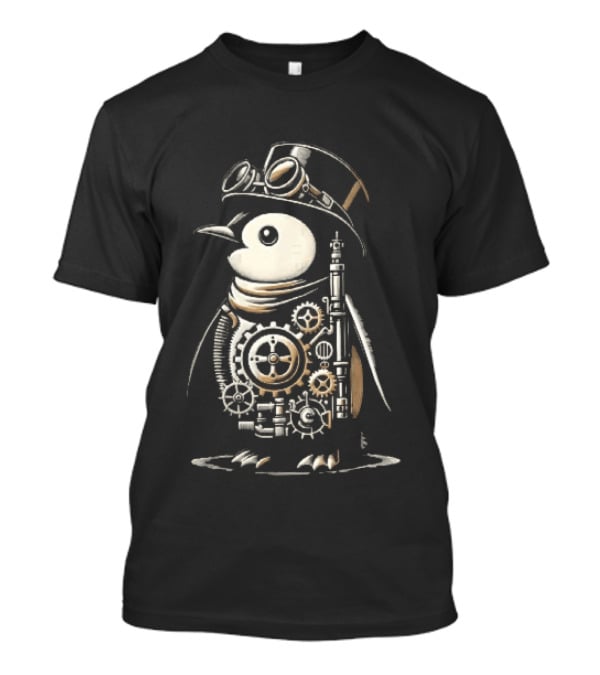 Steampunk Penguin Top Hat Goggles Gear Cogs Victorian T-Shirt