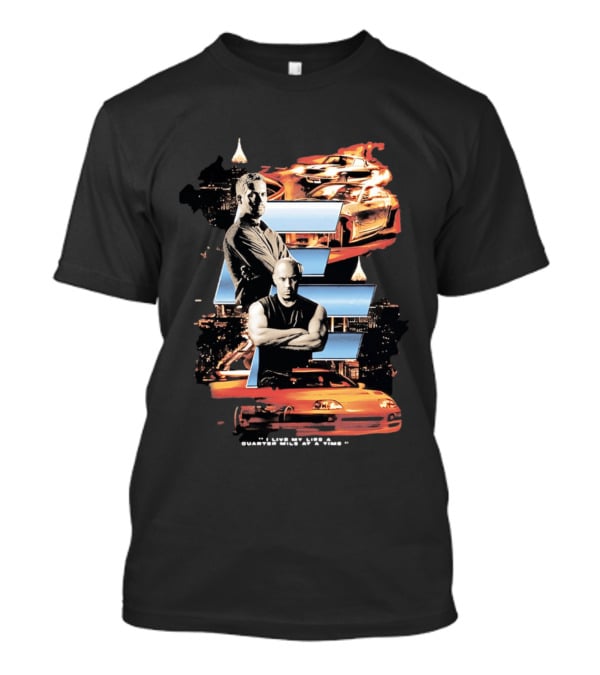 The Fast And The Furious Paul Walker Vin Diesel Cars And Cityscape T-Shirt