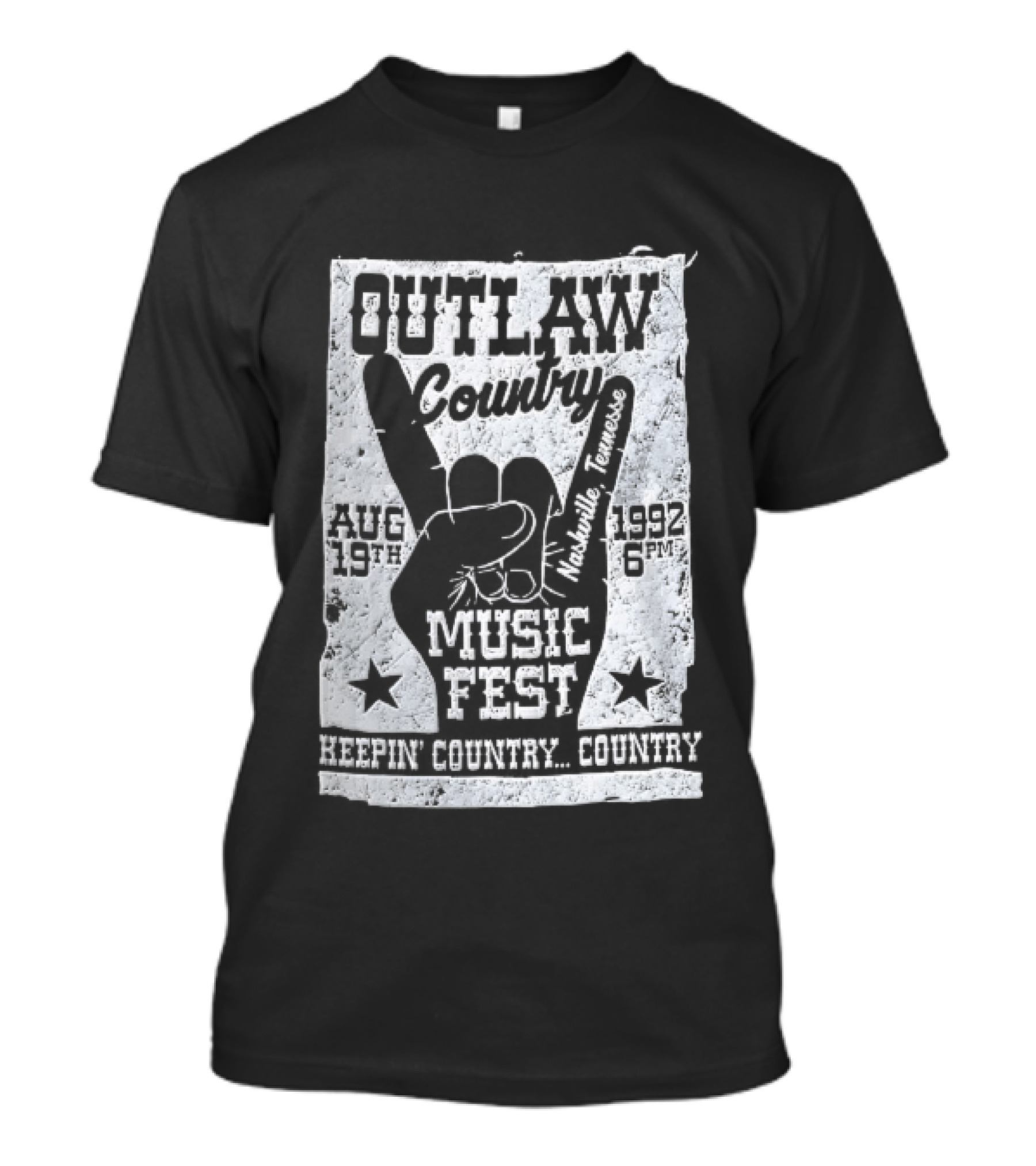 Outlaw Country Music Fest Aug 19th 1992 Nashville Tennessee Keepin Country Country T-Shirt