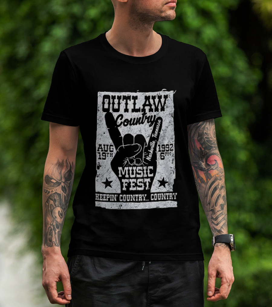 Outlaw Country Music Fest Aug 19th 1992 Nashville Tennessee Keepin Country Country T-Shirt