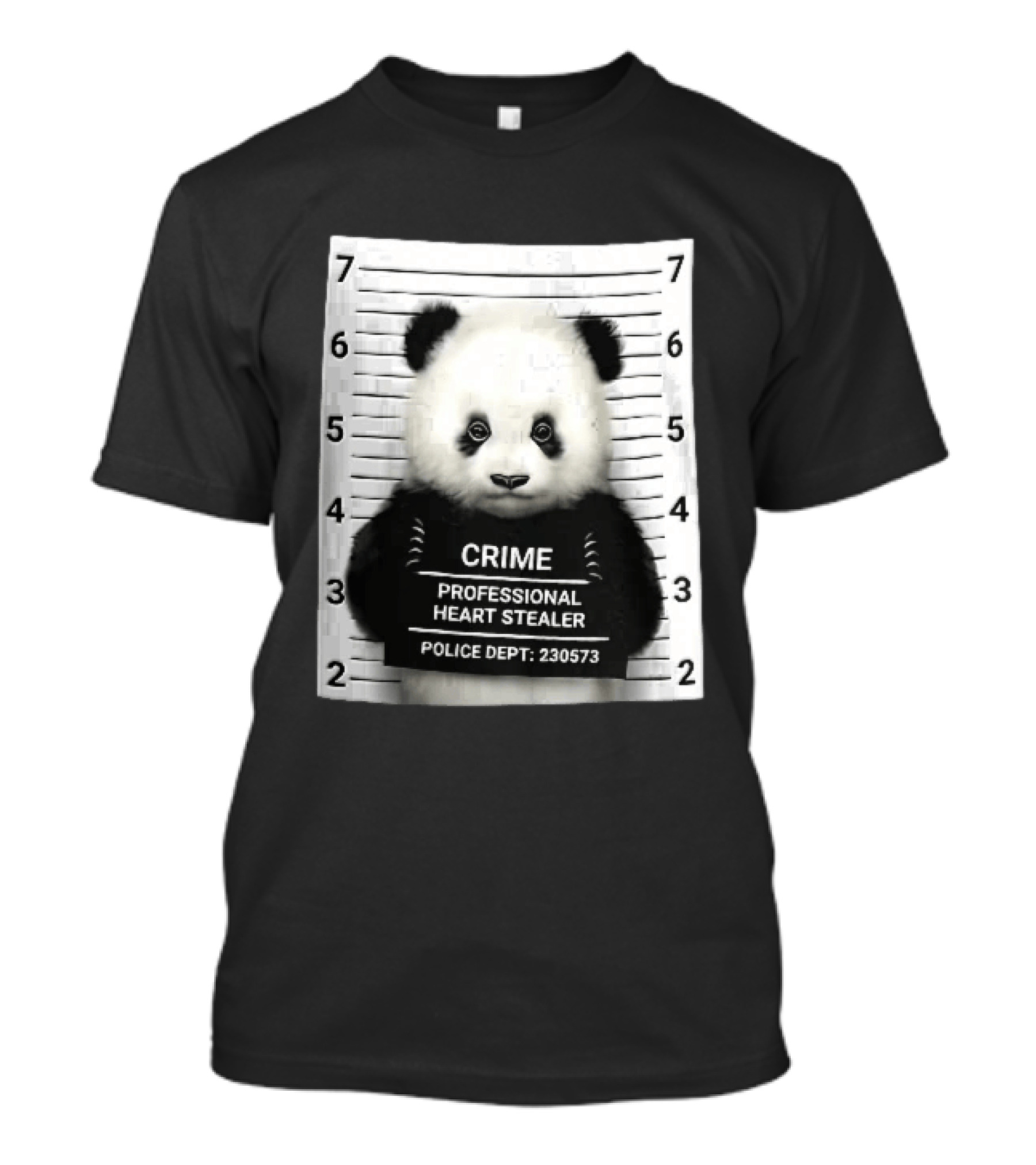 Panda Crime Professional Heart Stealer Police Dept 230573 Shot Lineup T-Shirt