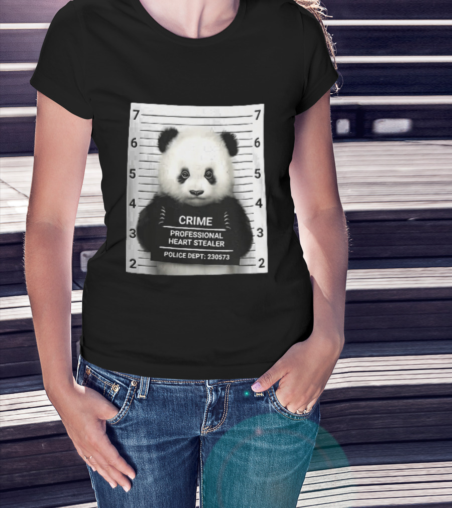 Panda Crime Professional Heart Stealer Police Dept 230573 Shot Lineup T-Shirt