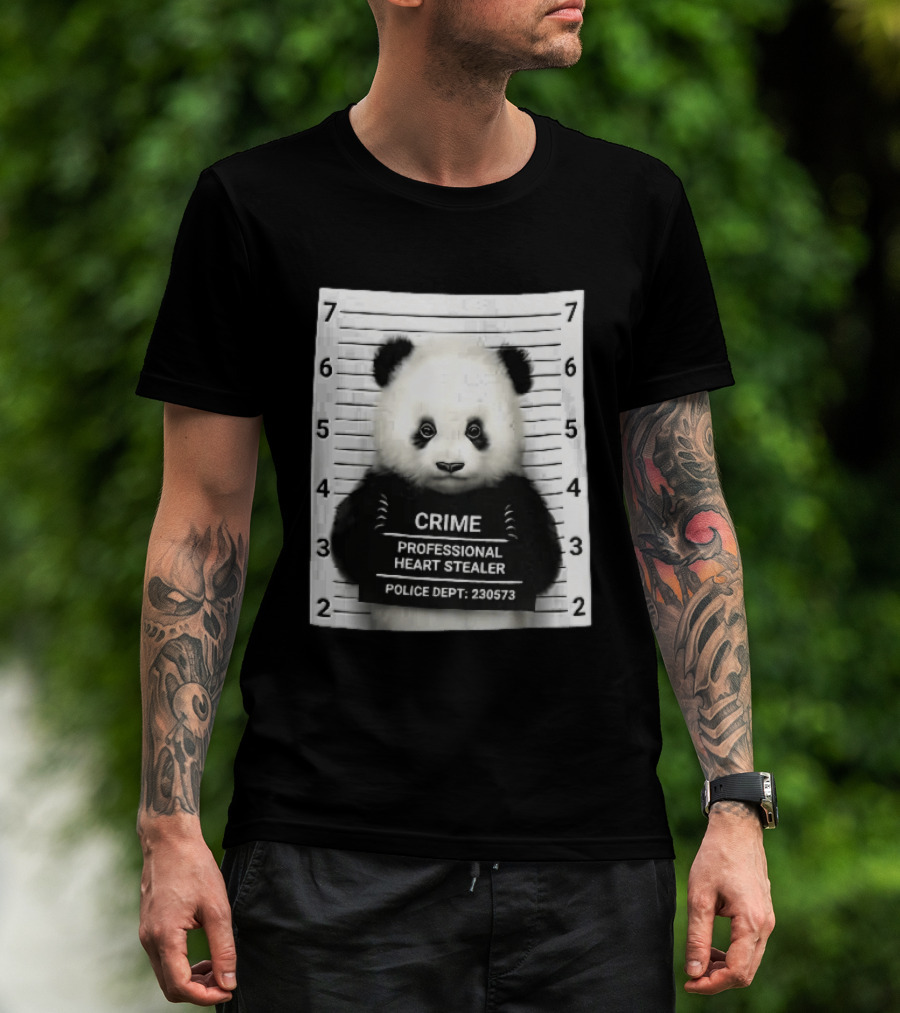 Panda Crime Professional Heart Stealer Police Dept 230573 Shot Lineup T-Shirt