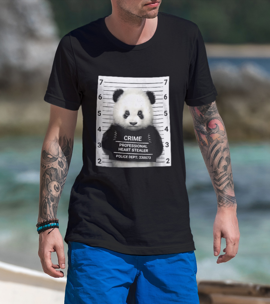Panda Crime Professional Heart Stealer Police Dept 230573 Shot Lineup T-Shirt