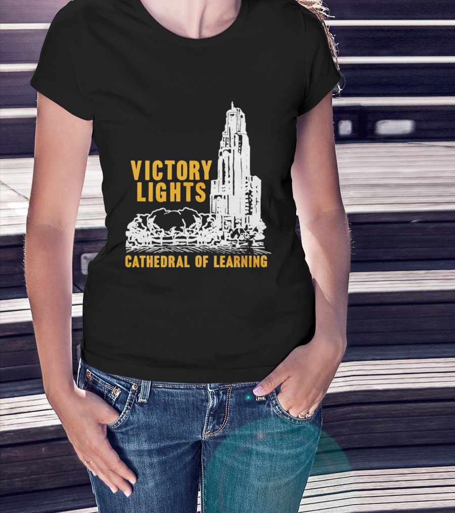 Victory Lights Cathedral Of Learning Pittsburgh Panthers T-Shirt