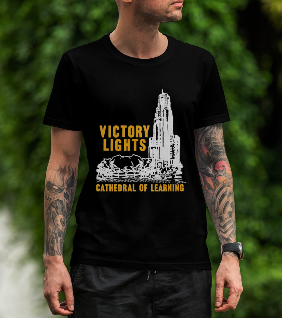 Victory Lights Cathedral Of Learning Pittsburgh Panthers T-Shirt
