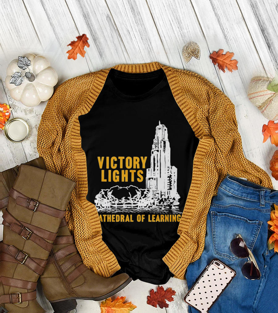 Victory Lights Cathedral Of Learning Pittsburgh Panthers T-Shirt