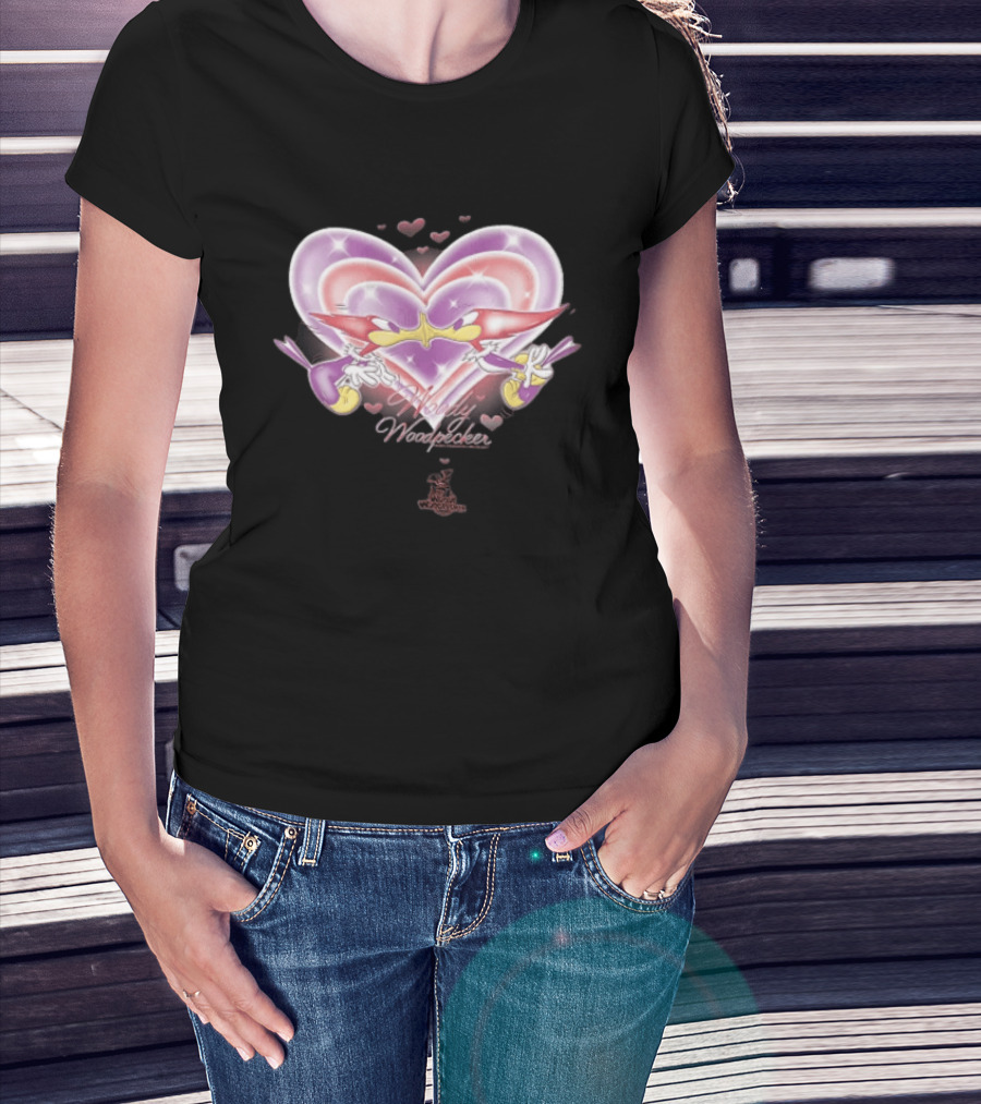 Winnie Woodpecker Woody Kissing Cartoon Birds Heart T-Shirt